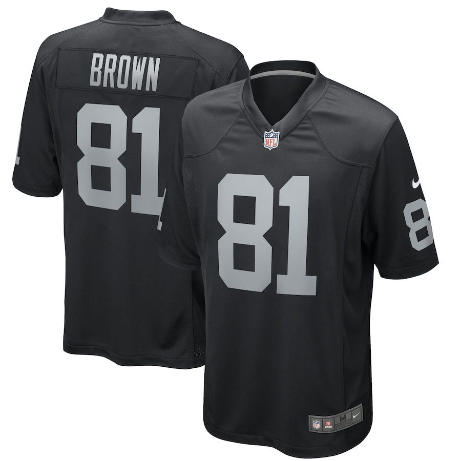Men Oakland Raiders #81 Tim Brown Nike Black Game Retired Player NFL Jersey->oakland raiders->NFL Jersey